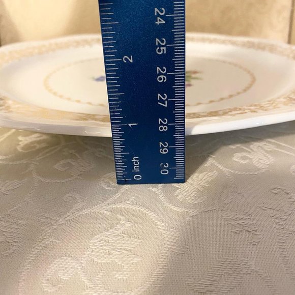 Vintage Bridal Bouquet By Stetson 22 kt Gold Scalloped Edge Round Platter - Picture 7 of 8